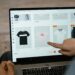 Senior using AI to create print-on-demand designs at home.